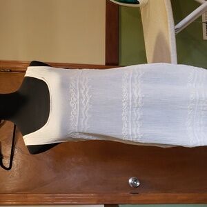 Young Threads Natural Cream Sleeveless Dress With Pockets And Embroidery